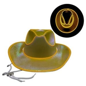 SOMBRERO COWBOY AMARILLO TORNASOL LUZ LED VAQUERO