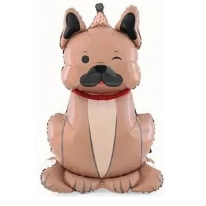 GLOBO PERRO GRANDE PUG MARRON BONETE
