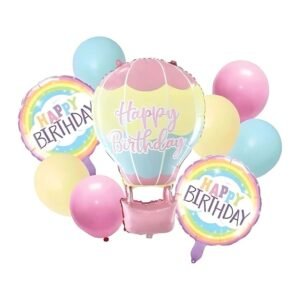 SET GLOBO AEROSTATICO PASTEL HAPPY BIRTHDAY