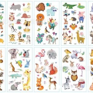 TATUAJE TEMPORAL - ANIMALES MIX BOHO - Set x 10 planchas