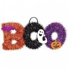 ADORNO OROPEL TINSEL HALLOWEEN BOO
