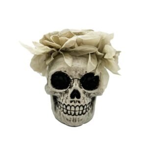 DECORATIVO CALAVERA  REAL CON FLORES DE TELA