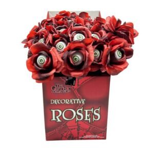 DECORATIVO PREMIUM ROSA  ROJA CON OJO HUMANO EN  CENTRO 40 CM