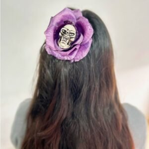 HEBILLA PARA  PELO ROSA CON CALAVERA  EN BLISTER