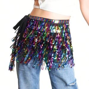 POLLERA DE LENTEJUELAS MULTICOLOR