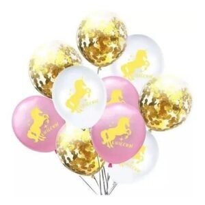 SET 15 GLOBO CONFETTI UNICORN