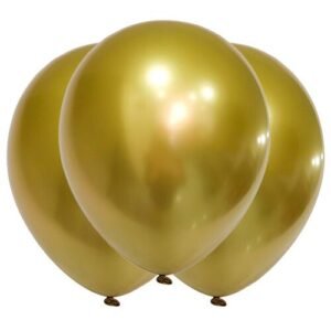 GLOBO LATEX 12'' CHROME CROMO PLATINO DORADO x 10 unidades