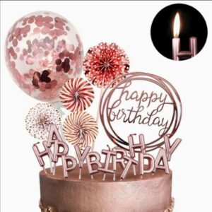 SET CAKE TOPPER COMPLETO GOLD ROSE