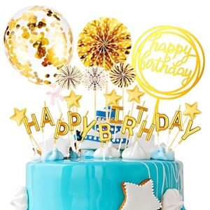 SET CAKE TOPPER COMPLETO DORADO