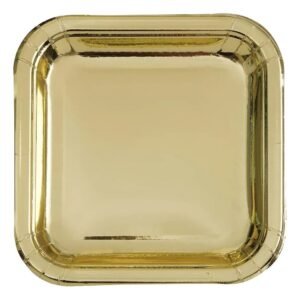 PLATO POLIPAPEL DESCARTABLE CUADRADO DORADO ORO X10 UNI