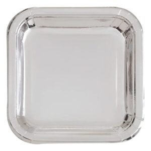 PLATO POLIPAPEL DESCARTABLE CUADRADO PLATA PLATEADO X10 UNI