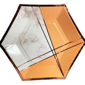 PLATO DE POLIPAPEL HEXAGONAL 17CM ROSA GOLD X 6 UNIDADES