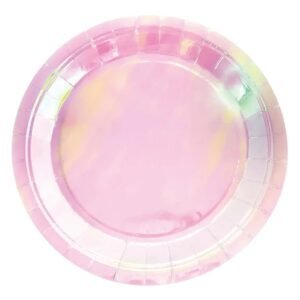 PLATO DE POLIPAPEL 17CM IRIDISCENTE X 6 UNIDADES