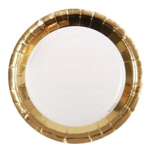 PLATO DE POLIPAPEL 17CM BORDE DORADO X 6 UNIDADES