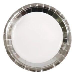PLATO DE POLIPAPEL 17CM BORDE PLATEADO X 6 UN