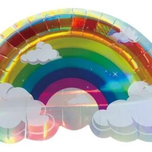 PLATO DE POLIPAPEL 17CM CON FORMA ARCOIRIS X 6 UNIDADES