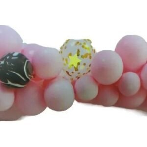 SET ARCO DE GLOBOS LATEX 45PCS ROSA PLATA CONFETTI
