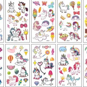 TATUAJE TATTOO TEMPORAL - UNICORNIOS - Set x 10 planchas