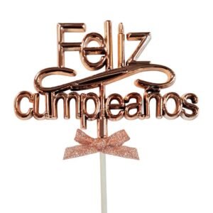 ADORNO DE TORTA *FELIZ CUMPLEAÑOS* ROSA GOLD
