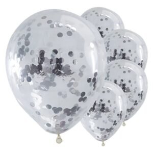 SET 5 GLOBOS CONFETTI PLATA