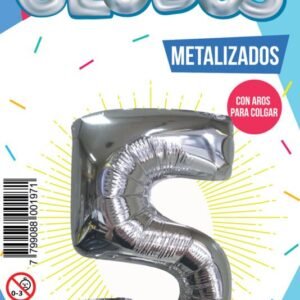 GLOBO METALIZADO CHICO 36 CM - PLATEADO N.5