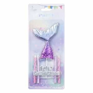SET 5 VELAS COLA SIRENA GRANDE FELIZ CUMPLE