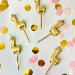 VELAS SET LLAMA DORADAS X5