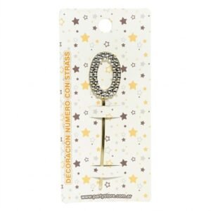 DECORACION ACRILICA NUMERO CON STRASS N.0