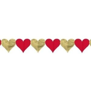 GUIRNALDA *CUPIDO* - CORAZONES ROJOS y DORADOS 360Cm