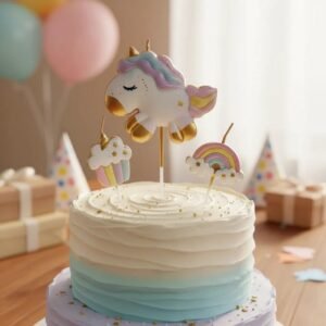 SET 3 VELAS UNICORNIO CUPCAKE ARCOIRIS