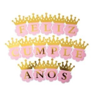 BANNER BANDERIN CORONA FELIZ CUMPLEAÑOS NENA 180X12X15 CM