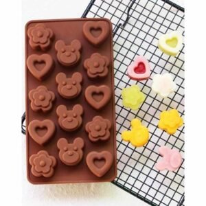 MOLDE SILICONA BOMBONES OSITO FLOR CORAZON