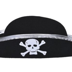 GORRO PIRATA BORDE PLATA