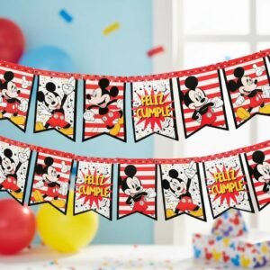 BANDERIN MICKEY FELIZ CUMPLE PLEGABLE