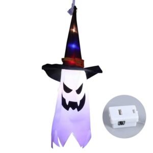COLGANTE GORRO BRUJA FANTASMA CON LUZ
