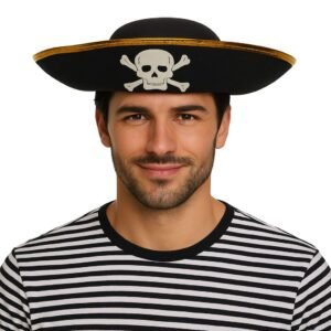 GORRO PIRATA BORDE DORADO