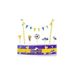 DECORACION PARA TORTAS FUTBOL PELOTA AZUL Y AMARILLO