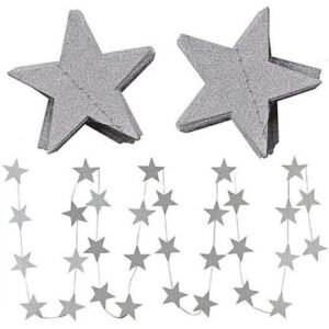 GUIRNALDA ESTRELLAS PLATEADAS GLITTER 150 CM