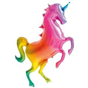 GLOBO METALIZADO FORMA UNICORNIO HOLOGRAFICO 86,5x128cm APTO HELIO