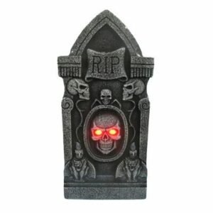''LÁPIDA DE ULTRATUMBA C/CALAVERA  4 LEDS ROJOS 91,2x43x4cm Funciona con 2AA (no incluidas)''
