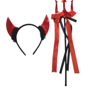 SET DIABLO TRIDENTE Y VINCHA HOLO METAL