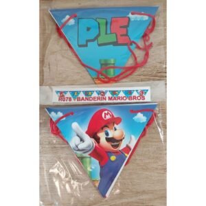 BANDERIN TRIANGULAR MARIO FELIZ CUMPLE