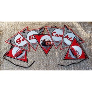 BANDERIN TRIANGULAR CARS FELIZ CUMPLE