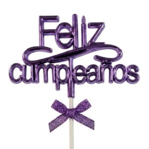 ADORNO DE TORTA TOPPER  *FELIZ CUMPLEAÑOS* VIOLETA