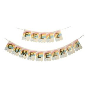 BANDERIN FELIZ CUMPLE ARCOIRIS NUBE