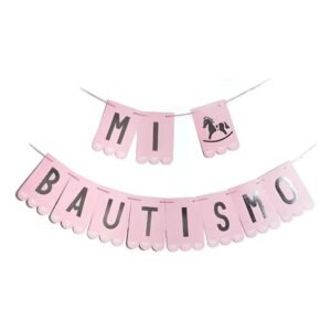 BANDERIN MI BAUTISMO ROSA