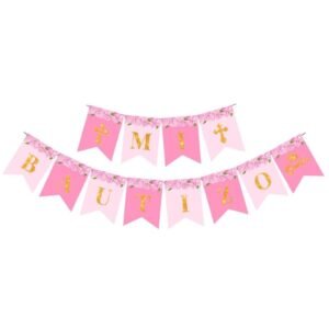 BANDERIN MI BAUTISMO ROSA