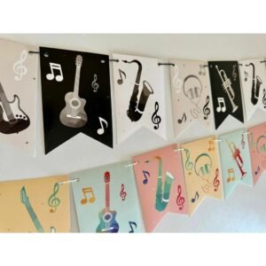BANDERIN NOTAS MUSICALES COLORIDO