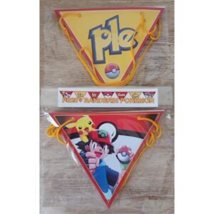 BANDERIN TRIANGULAR POKEMON FELIZ CUMPLE