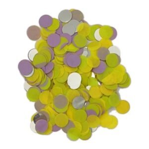 CONFETTI MULTICOLOR PASTEL PLATA 1.5CM 30GRS